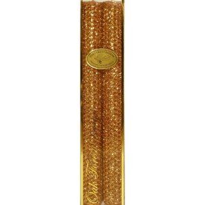 Premium Handmade Glittering Beeswax Candles, Brass Color, 10-Inch, Box Set of 2